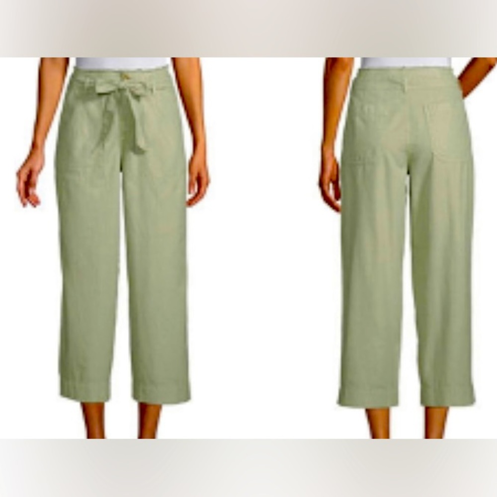 A.N.A Women’s High Rise Wide Leg Crop Boho Size 2 Light Green